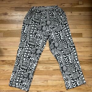 Vintage 80s Black and White Mud cloth Graphic Tribal Pattern pants